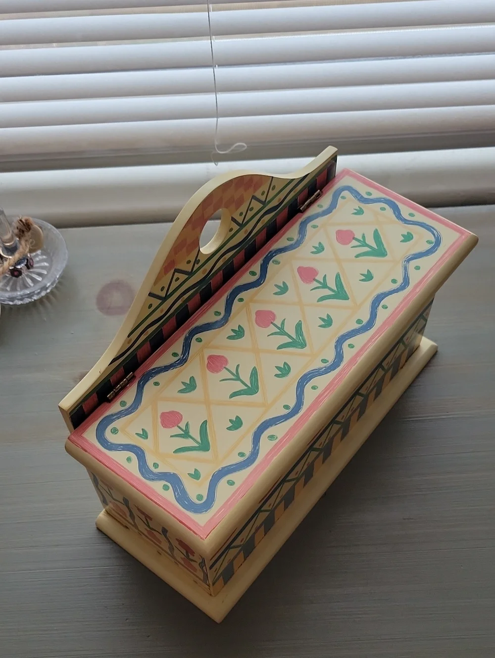 Handpainted Floral Wood Letter Trinket Box